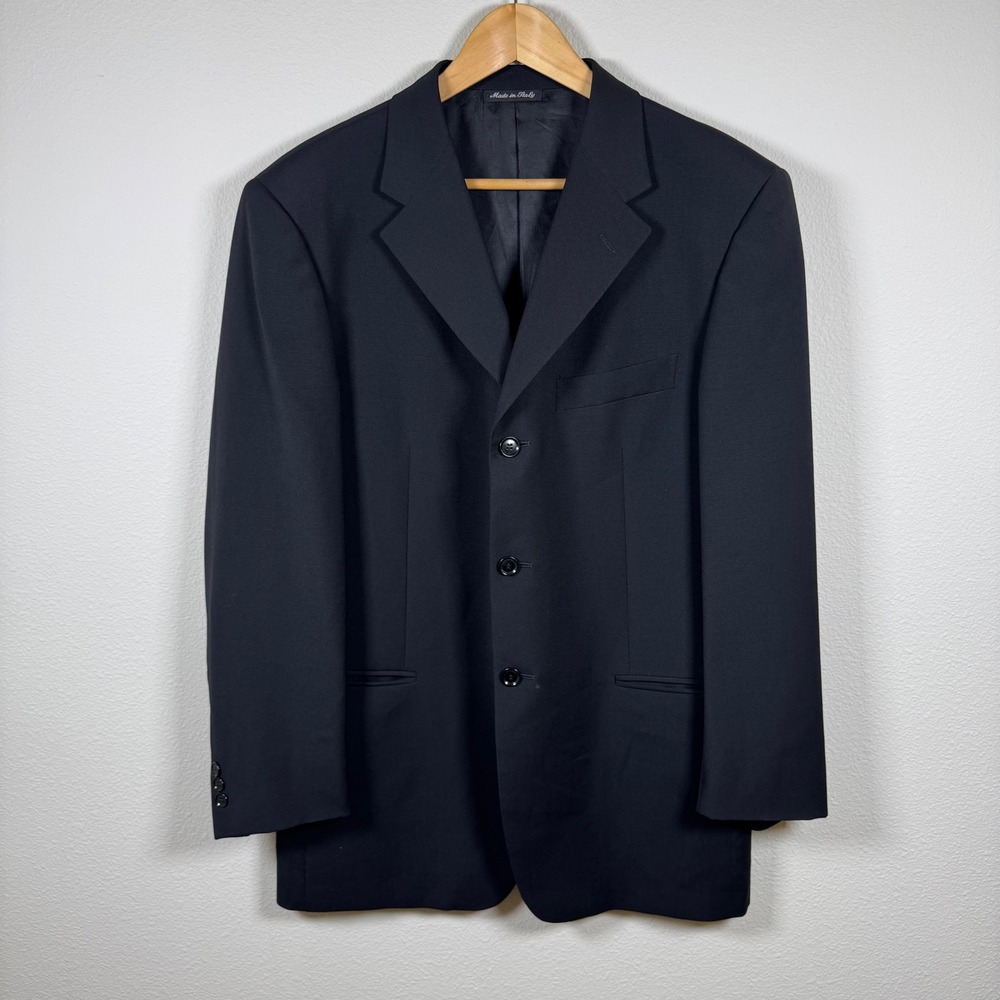 Pal Zileri Blazer Mens Black Made In Italy 3-Button Wool‎ Suit Jacket 42L